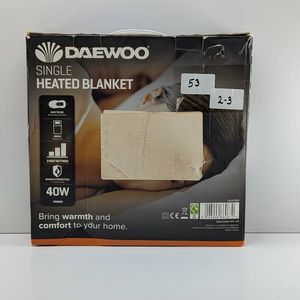 daewoosinglebed40welectricblanketwith3heatsettingsoverheatprotectionan