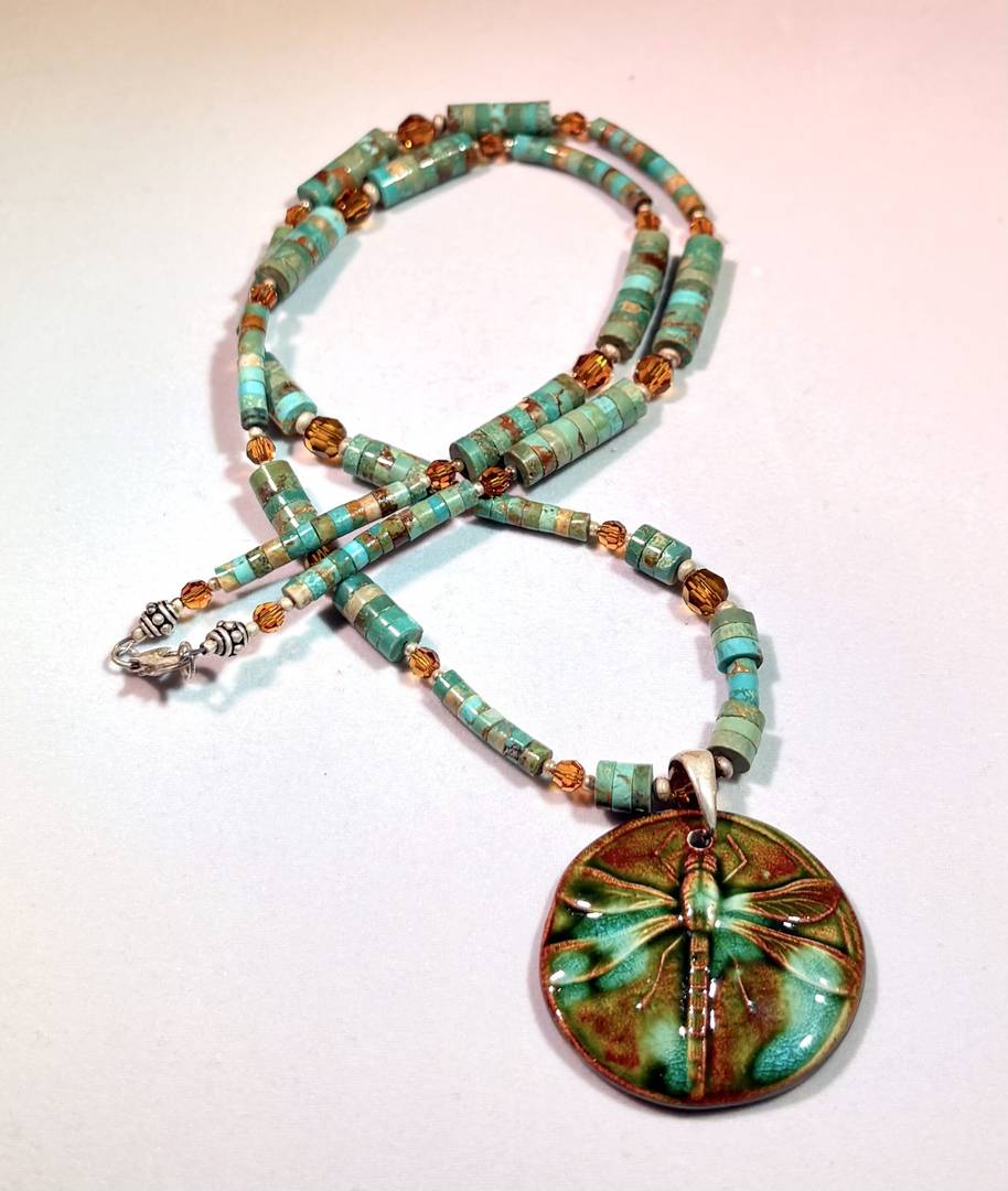 Turquoise and Ceramic Dragonfl