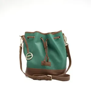 vonajugreenleatherbucketbag