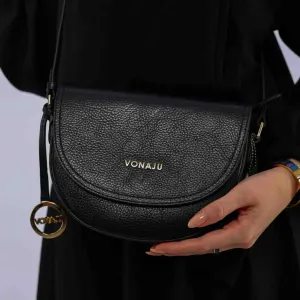 vonajublackflapleatherbag