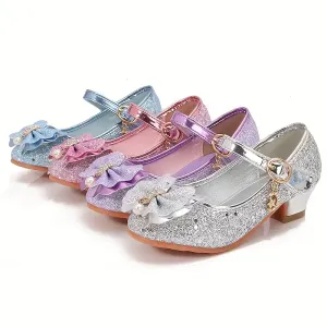 Chaussures à talons hauts à paillettes et nœud papillon