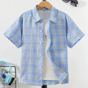 chemise-boutonnee-a-manches-courtes-et-col-a-revers-pour-garcon-motif-