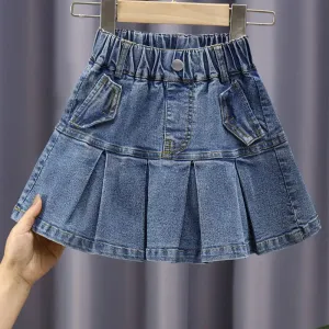 Jupe plissée en jean tendance pour fille
