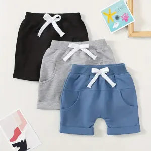Lot de 3 shorts décontractés de couleur unie pour bébé