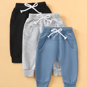 Pantalon décontracté basique de couleur unie pour bébé garçon 3 pièces