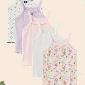 Lot de 5 gilets en coton à imprimé floral et pois pour fille, gilet élégant avec nœud mignon, à porter en toute saison