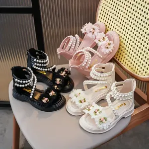Sandales à bout ouvert tendance avec fermeture éclair pour filles