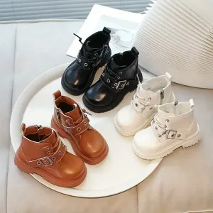 Bottines tendance pour filles de style vintage preppy avec fermeture à glissière
