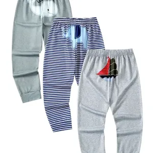 Pantalons à motif éléphant/baleine/bateau pour bébé