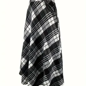 jupe-trapeze-a-poches-inclinees-et-motif-a-carreaux-jupe-taille-haute-