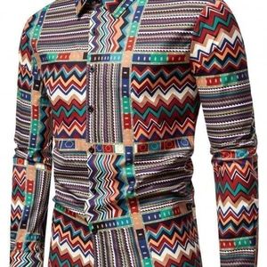 chemise-boutonnee-a-imprime-chevron-pour-hommes