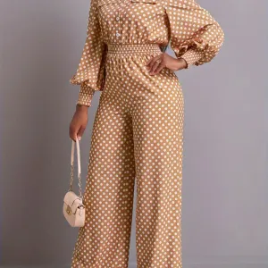combinaison-a-pois-elegante-combinaison-a-manches-lanternes-boutonnee-