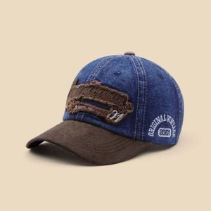 Casquette de baseball réglable brodée avec lettre en denim lavé