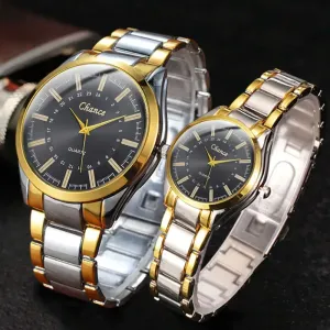 Montres à quartz pour couple avec boîtier rond