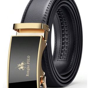 Ceinture formelle à cliquet en cuir véritable pour hommes