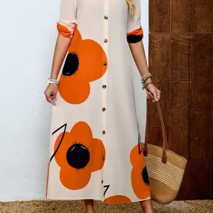 robe-longue-a-imprime-floral-et-boutons-elegante-et-ample-avec-des-man