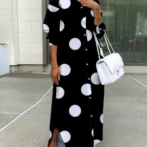 robe-chemise-a-simple-boutonnage-a-imprime-a-pois-robe-longue-decontra