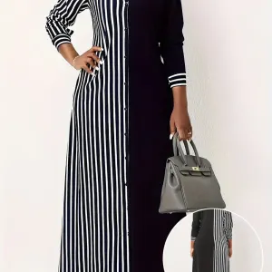 robe-a-rayures-a-boutonnage-simple-robe-maxi-decontractee-a-manches-lo