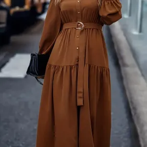 robe-a-manches-longues-en-polyester-elegante-avec-ourlet-plisse-et-col