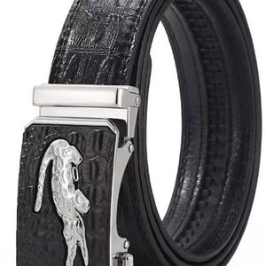 Ceinture d'affaires à boucle automatique en relief pour hommes, crocodile