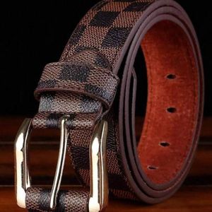 Ceinture en cuir à carreaux avec boucle ardillon pour hommes