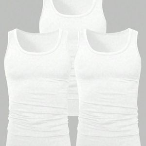 3 pièces de singlet à col rond pour homme