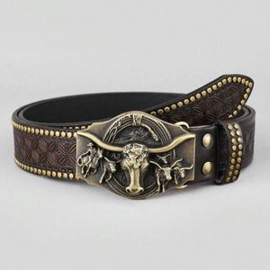 Ceinture décorée de rivets de style américain rétro occidental