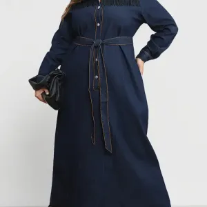 Robe en jean élégante grande taille, robe en jean longue
