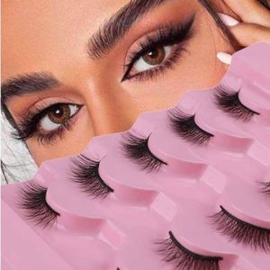 5 Paires Naturel et Mignon de faux cils en laine demi-longueur confortable doux