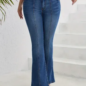 Jean évasé décontracté taille haute pour femmes