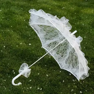 Parapluie de mariée romantique en dentelle, Parasol blanc élégant pour mariages