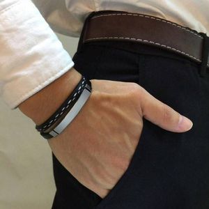 Bracelet Double couche tressé en cuir PU