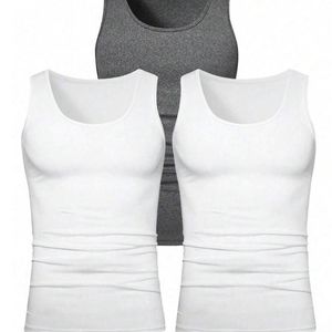 3 pièces de singlet à col rond pour homme