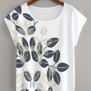 T-shirt imprimé feuilles grande taille