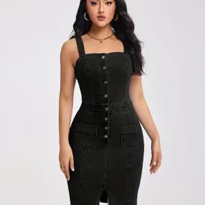 robe-en-jean-fendue-a-demi-bouton-sur-le-devant-robe-en-jean-ajustee-s