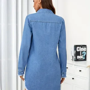 robe-chemise-en-jean-unie-elegante-pour-femme-manches-longues-boutonne