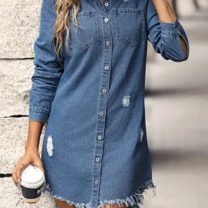 robe-en-jean-bleu-delave-a-manches-longues-et-ourlet-brut-dechire-pour