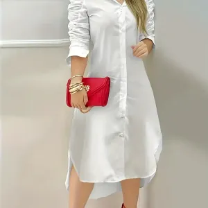 robe-chemise-a-manches-froncees-boutonnees-sur-le-devant-robe-fendue-s