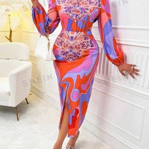 ensemble-chemise-a-manches-longues-lanterne-et-jupe-a-ourlet-fendu