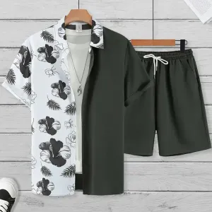 ensemble-de-2-pieces-pour-homme-chemise-a-revers-a-manches-courtes-et-