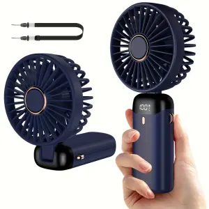 Mini ventilateur polyvalent à 5 vitesses avec écran LED, Rechargeable par USB