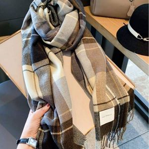 Écharpe d'hiver, écharpe à motifs à carreaux épais de style coréen pour femmes