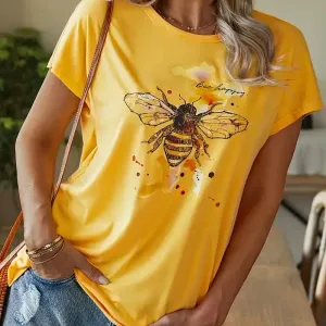 t-shirt-ras-du-cou-a-imprime-abeille