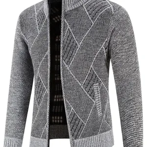 cardigan-decontracte-a-col-montant-pour-homme-en-tricot-a-carreaux-los