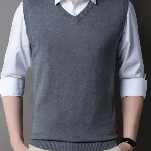 pull-tricote-decontracte-veste-thermique-sans-manches-a-col-en-v-gilet