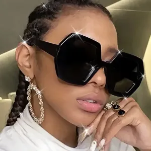 Lunettes de soleil surdimensionnées en polygone pour femmes