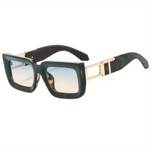 Lunettes de soleil carrées épaisses à blocs de couleurs tendance hip-hop
