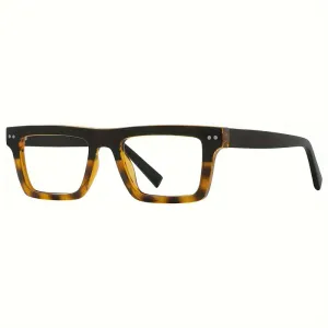 Lunettes de soleil rectangulaires chics en écaille de tortue et noir brillant