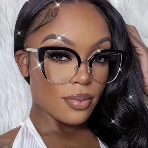 Lunettes de vue œil de chat à verres transparents de grande taille