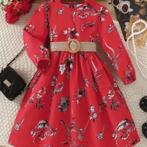 robe-a-manches-longues-a-ceinture-florale-vintage-pour-filles-robes-de